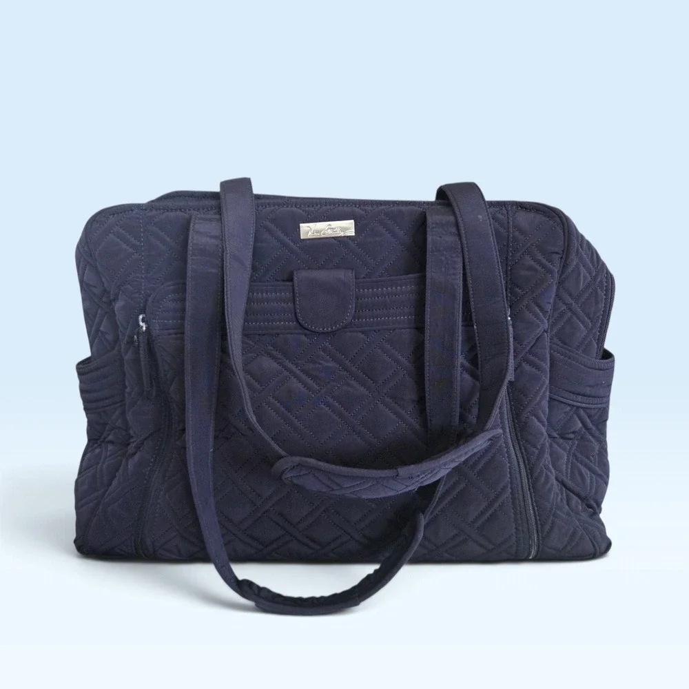 Vera Bradley Diaper Bag Navy Blue Quilted With Changing Pad